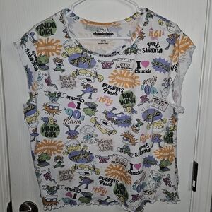 Nickelodeon Women's Cartoon Print Tee - White, Orange, Purple